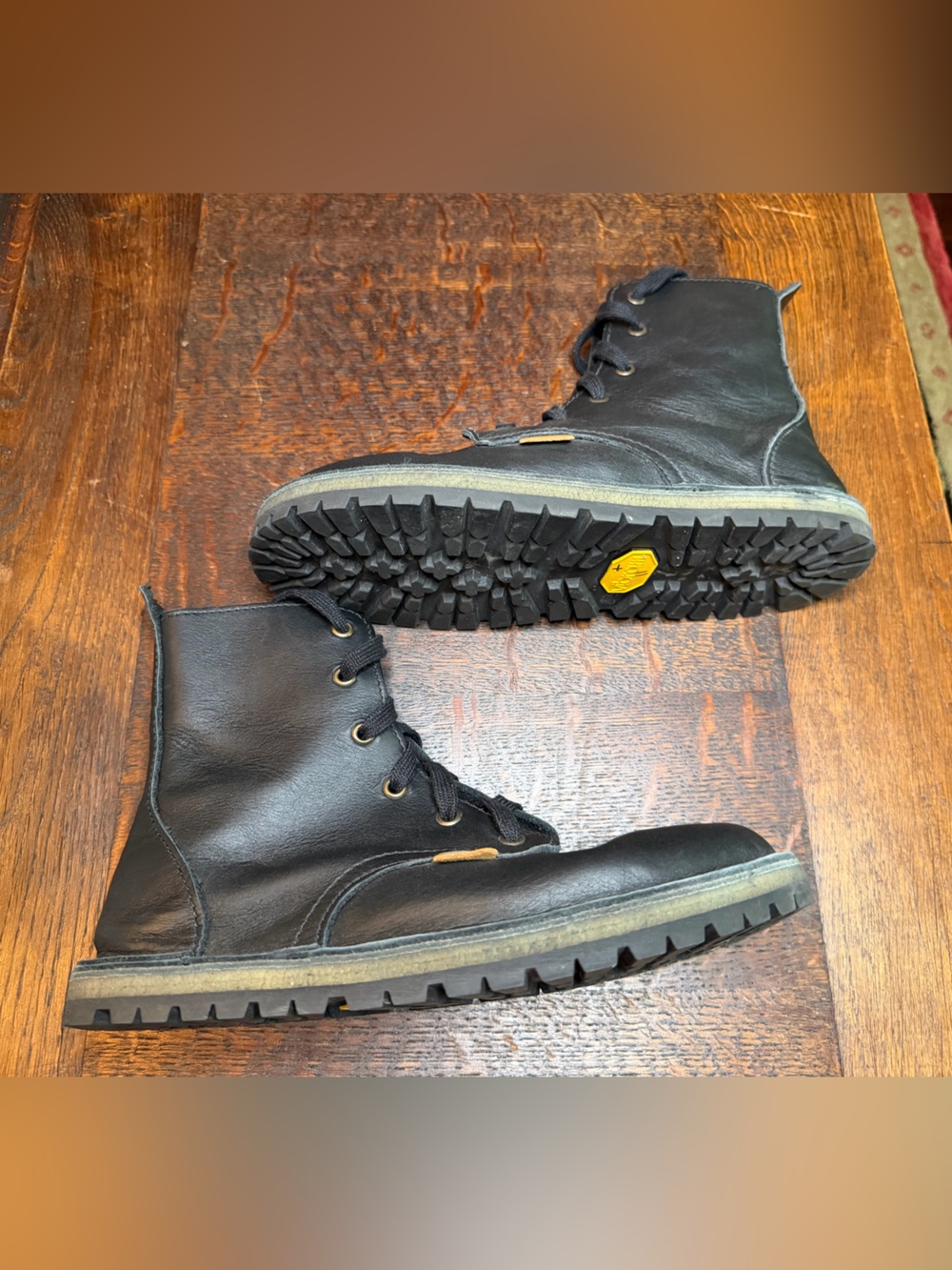 Conker Shoes Handmade Leather Derby Boots Black Unisex UK 6F Women 8.5 US Wide - Picture 7 of 14